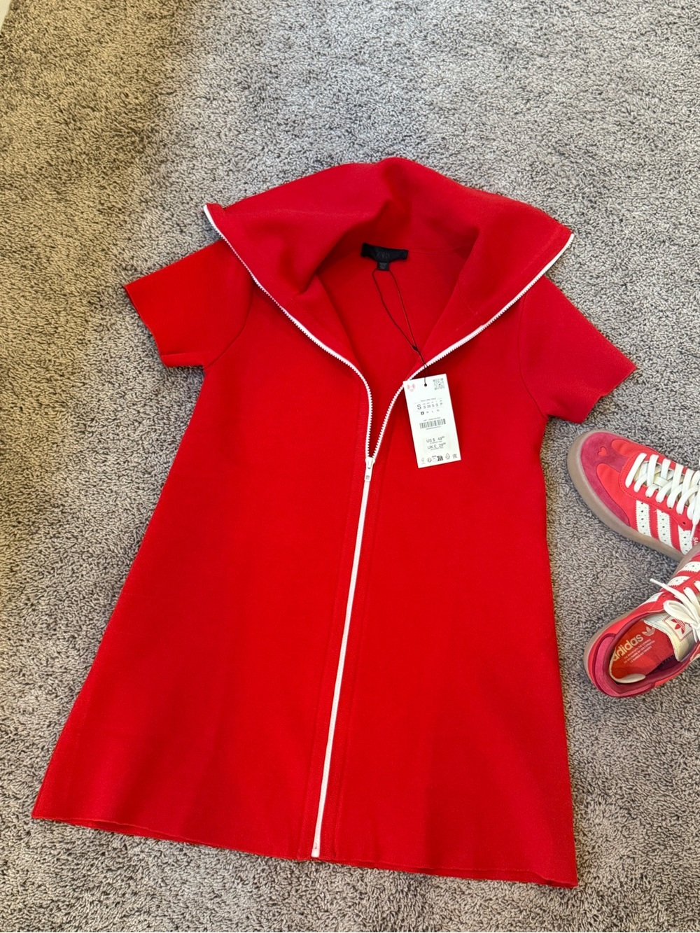 NWT Zara Red Zip-Front Dress size S
